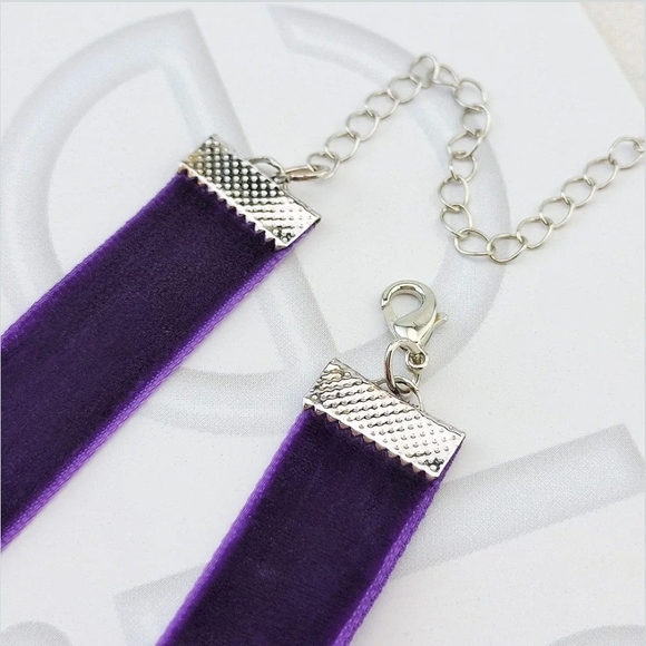 Purple Velvet Choker Necklace - Picture 2 of 4